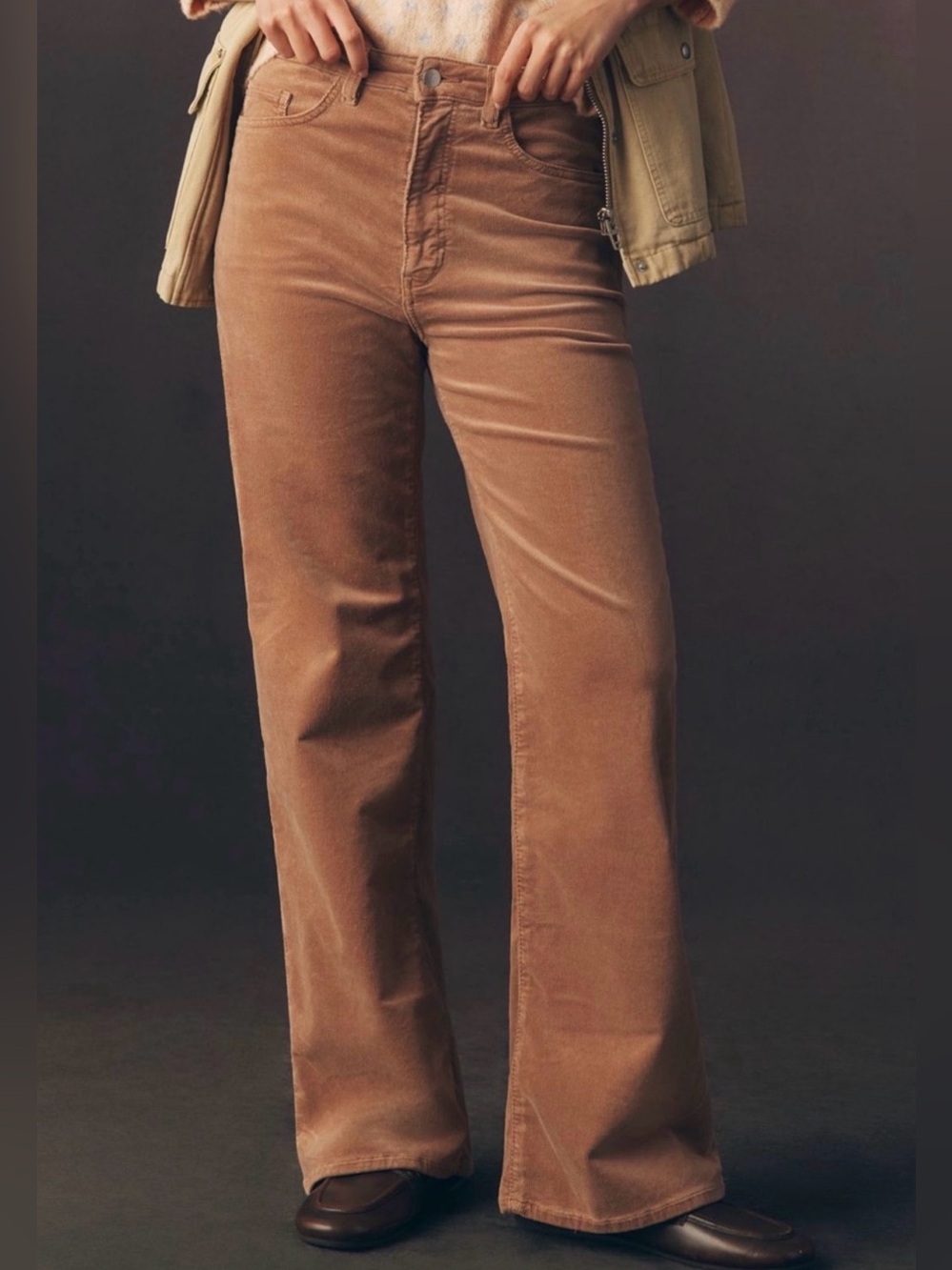 Austyn Tan Corduroy 29 Anthropologie High Rise Wide Leg Jeans Pants NWOT $158 - Picture 2 of 9